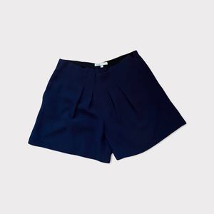 Maje navy Essonne high waist  pleated with pockets dress shorts